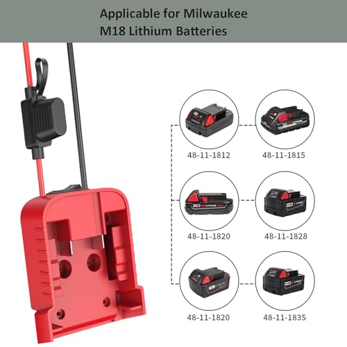 18V Adapter for Milwaukee M18 Battery Adapter Compatible with Power Wheels Battery Conversion Upgrade Kit for DIY Rc Car Toys, Robotics and Rc Truck with 30A Fuses Wire Terminals 12AWG Wire