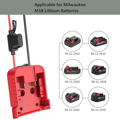 18V Adapter for Milwaukee M18 Battery Adapter Compatible with Power Wheels Battery Conversion Upgrade Kit for DIY Rc Car Toys, Robotics and Rc Truck with 30A Fuses Wire Terminals 12AWG Wire
