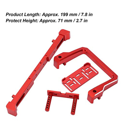 1/10 Scale RC Car Front Bumper Aluminum Alloy Anti Collision Bar with Winch Mount for SCX10 90046 90047 103007 RC Crawler Accessories (Red)