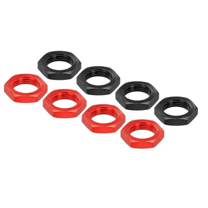 MECCANIXITY Aluminum 17mm RC Wheel Nut Thread M12x1.0mm Hex Wheel Nuts RC Wheel Nut for 1/8 RC Model Car Trucks Off Road Car Upgraded Parts Pack of 8(Red & Black) - color: Red & Black