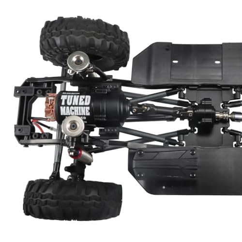Metal Front Planetary Gearbox Transfer Case Transmission Drive Shaft Skid Plate Set for 1/10 RC Rock Crawler SCX10 II 90046 Chassis Metal Prefixal Gearbox Upgrade (Black) - color: Black