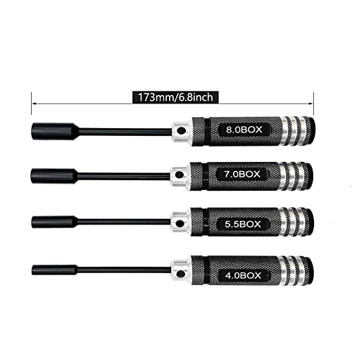 4Pcs Nut Driver Set RC Tool Set Hex Nut Driver for RC Vehicle RC Helicopters FPV Drones Cameras Appliances Repair 4mm 5.5mm 8mm 7mm Nut Driver (black) - color: Black