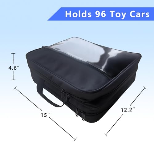 96 Cars Storage Bag Compatible with Toy Cars,Hot Wheels Carrying Case,Matchbox Cars Storage,Carrying Case for Hot Wheels/Matchbox Cars/Mini Toys/Small Dolls(Bag Only)(Black 96) - color: Black
