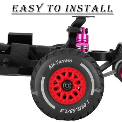 RC Wheels for 1/14 Mini Mojave GROM RC Car,RC Tires Beadlock Wheels Hub Rim Tires Wheels and Plastic Wheel hub Red(4PCS) - color: Red/for Mini Mojave Grom