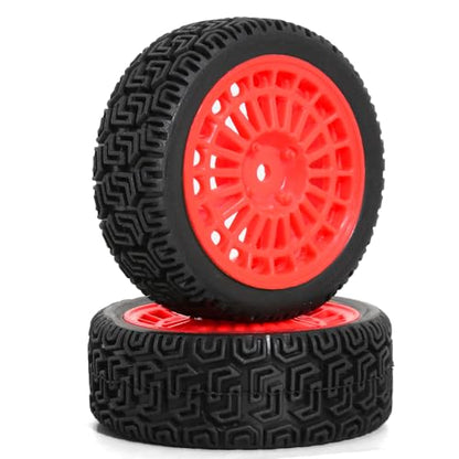 1/10 RC On-Road tires 68mm Rally Car Tire and Plastic Wheels 12mm Hex good drifting power for 1/10 RC On-Road Touring Drift Car HPI Kyosho FAZER MK2 HSP Tamiya XV01 TT01%t054+1 (Red) - color: Red