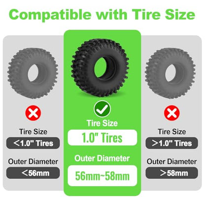 HobbyPark 1.0 Tires Silicone Inserts Foam fit 56-58mm*24mm for 1/18 1/24 Scale RC Crawler Truck, Super Soft, 4pcs (Green) - color: Green (Small)