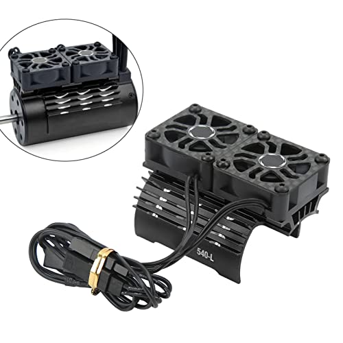 RC Motor Heatsink Cover, RC Motor Fan Cooling Heatsink 8.4V 36mm 263mm Extension Cable Dual Cooling Fans for Replacement (Black)
