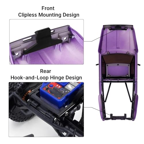 RC Upgrade Accessories for TRX4M for Defender for Bronco 1/18 IR60 for Pickup Hard Body Shell with Bed Rack RC Crawler Car Accessories Modification RC Car Parts(Purple) - size: Purple