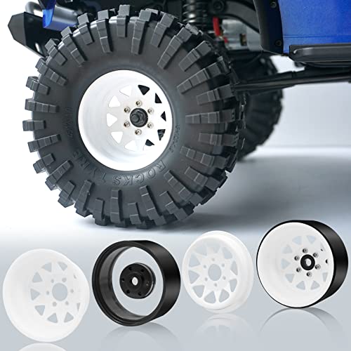 OGRC 1.9" Beadlock Wheels for SCX10 TRX4 VS4-10 Gen8 MST CFX 1/10 Crawler | Offset -8.9mm, Aluminum, 12mm Hex, for for TRX4 SCX10 Redcat GEN7 GEN8 RC4WD D90 Crawler, White - color: White