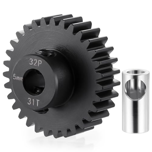 LSG Steel 32P 5mm Shaft 31T Pinion Gears for 1/8 1/10 RC Car Upgrade Parts | Steel RC Motor Gear Compatible with HPI Kyosho Losi Axial Tamiya
