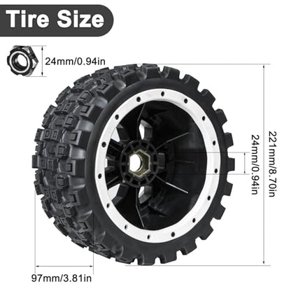 LRFHL 1/5 RC Monster Truck Tires 4PCS, White | 24mm Hex Wheels MX43 RC Tires for Traxxas 1/5 X-MAXX 8S Arrma 1/5 Kraton 8S 1/5 Outcast 8S - color: White