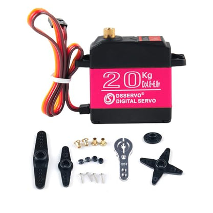 4Pcs DS3218 20KG Waterproof Digital Servo with 25T Servo Arm,High Torque Full Metal Gear RC Steering Servo for 1:8 1:10 1:12 RC Toys Model TRX 4 Crawler Truck Mechanical Arm (Control Angel 180°)