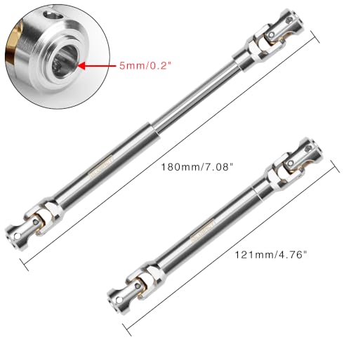 Stainless Steel Driveshaft for 1/10 RC Crawler TRX4 SCX10, 121-180mm | CNC Machined, Heavy-Duty Drive Shafts, Splined Engagement - size: 121-180mm
