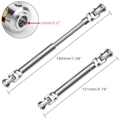 Stainless Steel Driveshaft for 1/10 RC Crawler TRX4 SCX10, 121-180mm | CNC Machined, Heavy-Duty Drive Shafts, Splined Engagement - size: 121-180mm