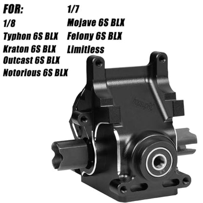 Aluminum Gearbox Case gears with 42T&15T Upgrades Part for 1/8 Karton Outcast Typhon 6S,1/7 Mojave Limitless 6S,Wave Box Gearbox Hops Up,Black
