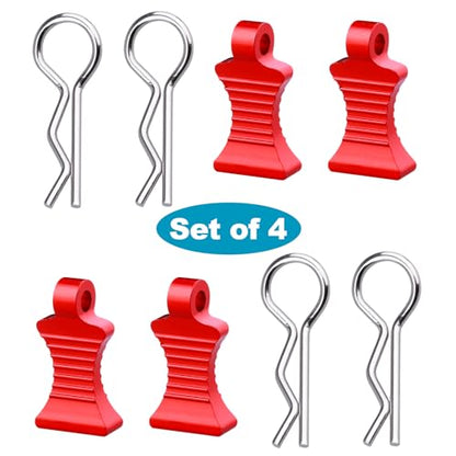 1/10 RC Car Body Clips Pins with Pull Tabs R Clips for All 1:10 1/12 Scale Axial Redcat HPI Himoto HSP Exceed RC Car Parts Truck Buggy Shell Replacement, Set of 4 (Red) - color: Red