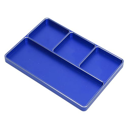 POCREATION RC Screw Tray Aluminum Alloy Magnetic Parts Organizer with 4 Grids 128 X 90 X 9.5 Mm for RC Car Plane Helicopter Boat Repair Workbench Use (Blue) - color: Blue