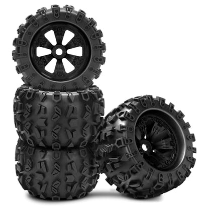 1/8 RC Monster Truck Tires, daitoku 17mm Hex RC Wheels and Tires for Traxxas Maxx Tmaxx E-Revo Revo 3.3 Arrma Kraton Notorious 6s Redcat Kaiju Shredder JLB Cheetah Monster
