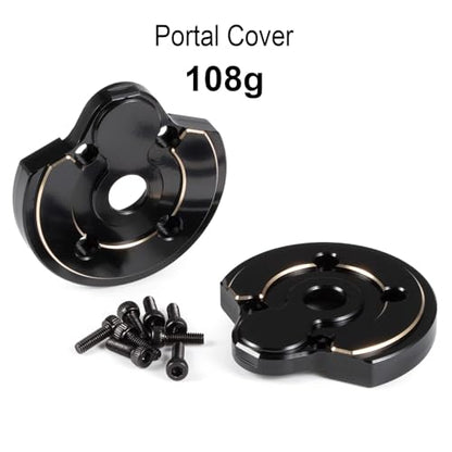 Heavy Brass Weights Front Rear Portal Cover for Capra SCX10 III AR45P CP43 | Weight 108g, Black Hard Coating, Fits 1/10 RC Crawler 4WS LCG Comp Builds