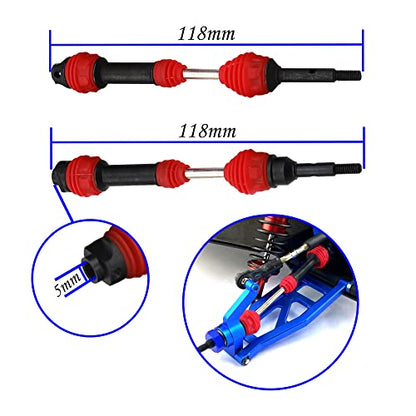 2Pairs Vgoohobby Steel Drive Shaft CVD Dogbon Front Rear Driveshaft Compatible with Traxxas Slash 4X4 Stampede Rustler Hoss VXL 4X4 RC Truck Car (Red) - color: Red