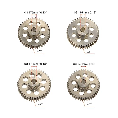 HARFINGTON 48P Hardened Pinion Motor Gear Set 4pcs 40T 41T 42T 43T Fit 1/8 inch RC Motor Shaft 48 Pitch 7075 Aluminum Gears for RC Car, with Hex Key - style: 40T 41T 42T 43T