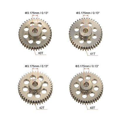 HARFINGTON 48P Hardened Pinion Motor Gear Set 4pcs 40T 41T 42T 43T Fit 1/8 inch RC Motor Shaft 48 Pitch 7075 Aluminum Gears for RC Car, with Hex Key - style: 40T 41T 42T 43T