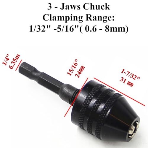 aiyun Drill Bit Adapter 1/4 Hex Shank Small Chuck (0.6-8mm,0.3-3.6mmX2) - size: 0.6-8mm x 1, 0.3-3.6mm x 2