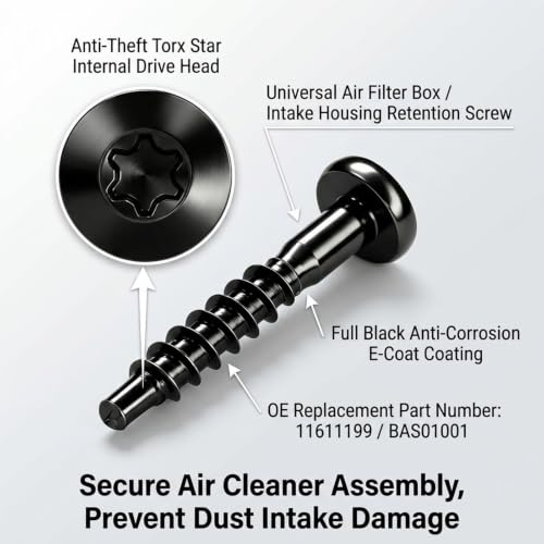 5PCS BAS01001 Air Filter Box Screws, Air Cleaner Housing Retaining Bolts Replace 11611199, Intake Box Retainer Fasteners Compatible with Chevy Buick GMC Cadillac, Rust Resistant Steel Hardware
