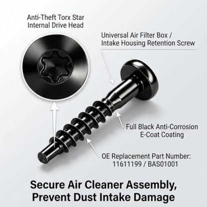 5PCS BAS01001 Air Filter Box Screws, Air Cleaner Housing Retaining Bolts Replace 11611199, Intake Box Retainer Fasteners Compatible with Chevy Buick GMC Cadillac, Rust Resistant Steel Hardware