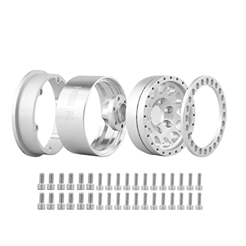 1.9 Inch Aluminum Alloy Beadlock Wheel Rim Hub 4pcs Suit for 1:10 RC Crawler Axial SCX10 SCX10 II TRX4 RC4WD D90. (Silvery) - color: Silvery