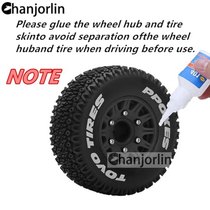 1/10 1/8 RC Short Course Truck Tires OD 112mm and Wheels 12mm 14mm 17mm Hex for 1:8 1:10 Scale Off Road Truck Car Traxxas Slash 2WD 4×4 Axial Losi Redcat Rc4wd Arrma Senton 4PCS (Black) - color: Black