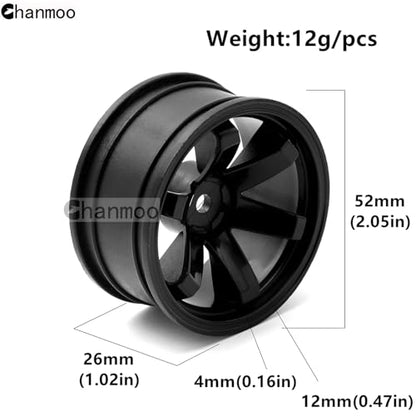 1/10 RC Rally Racing Wheels 12mm Hex Hard Plastic On Road Hubs Rims for 1:10 Scale Drift Car Tires Tamiya TT01 TT02 XV01 A959 PTG2 144001 HPI KYOSHO HSP PTG2 Touring Street Tyres 4PCS (White) - color: White