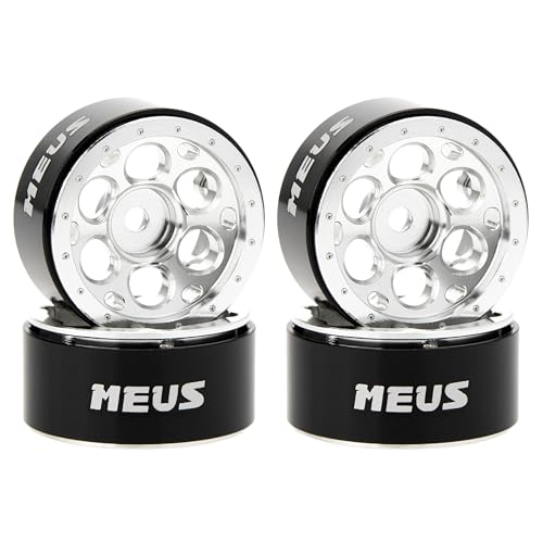 MEUS RACING 0.7 Beadlock Wheels Rims Deep-Dish Wheel for Axial SCX30 1/30 RC Crawler Upgrades (Type E, Silver) - color: Type E, Silver