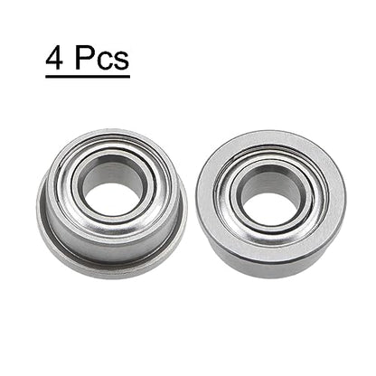 uxcell F684ZZ Flanged Ball Bearing 4x9x4mm Double Shielded Chrome Steel Flange Bearings, 4pcs - size: 4x9x4mm