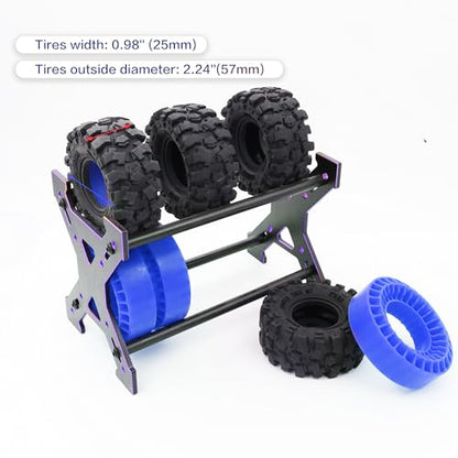 1.0" 57 * 25mm Muddy Swamp Tires & Silicone Rubber Inserts Combo(Blue) | Super Large Soft 1.0 Inch Tire,Blue Silicone Rubber Inserts, for TRX4M SCX24 1/18 1/24 RC Crawler Car Upgrade,Strong Grip - color: With Blue Sillicon Insert