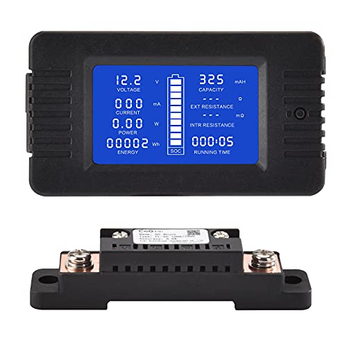 DC Multifunction Battery Monitor Meter with Shunt,0-200V,0-100A, LCD Display Digital Current Multimeter Voltmeter Ammeter for Cars RV Solar,Widely Applied to 12V/24V/48V RV/Car Battery… - size: DC 100A Battery Meter