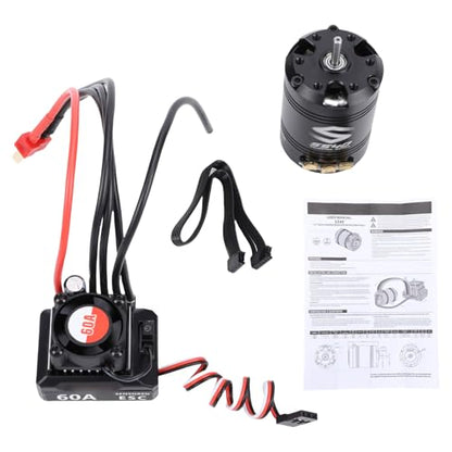 Keenso S540 Brushless Motor, Sensorless Power System, S60A ESC Combo with Built in BEC for 1/10 1/12 RC Cars (21.5T)