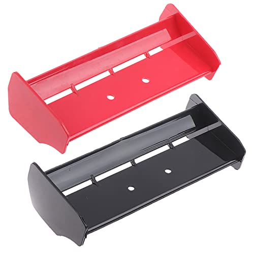 2Pack 1:10 Scale RC Plastic Rear Spoiler Tail Wing for 1/10 Scale RC Racing Car Off-Road Buggy Truck Accessories for HPI KYOSHO HSP 94106 94107 94166 06021 (Black Red) - color: Black Red