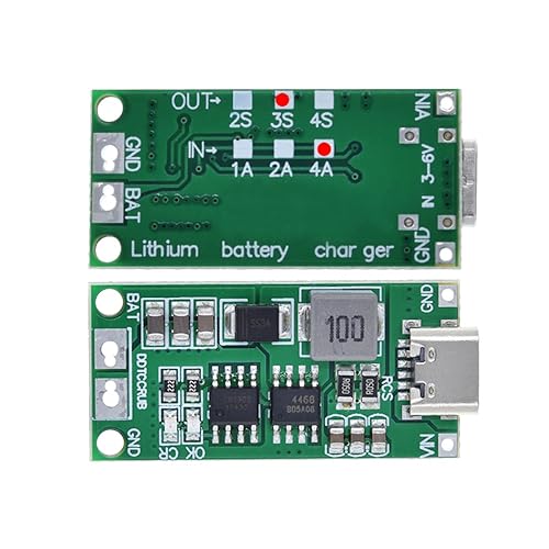 HiLetgo 2pcs Multi-Cell 2S 3S 4S USB-C to 8.4V 12.6V 16.8V (3S 4A) Step-Up Boost LiPo Polymer Li-Ion Charger Board 7.4V 11.1V 14.8V 18650 Lithium Battery Boost Module Type-C - style: 3S 4A