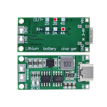 HiLetgo 2pcs Multi-Cell 2S 3S 4S USB-C to 8.4V 12.6V 16.8V (3S 4A) Step-Up Boost LiPo Polymer Li-Ion Charger Board 7.4V 11.1V 14.8V 18650 Lithium Battery Boost Module Type-C - style: 3S 4A