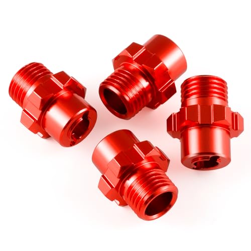 4Pcs Aluminum Alloy RC Hex Combiner Wheel Hex Hub Adapter, Red | Upgrades, For 1/8 Tra-xxas Jato VXL 2S, RC Monster Trucks - color: Red