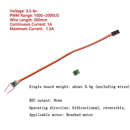 2Pcs Micro 1A Mini ESC DIY Two-Way Forward and Reverse Brushed DC 5V JR Connector ESC for Mini RC Model Aircraft Drones