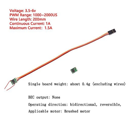 2Pcs Micro 1A Mini ESC DIY Two-Way Forward and Reverse Brushed DC 5V JR Connector ESC for Mini RC Model Aircraft Drones