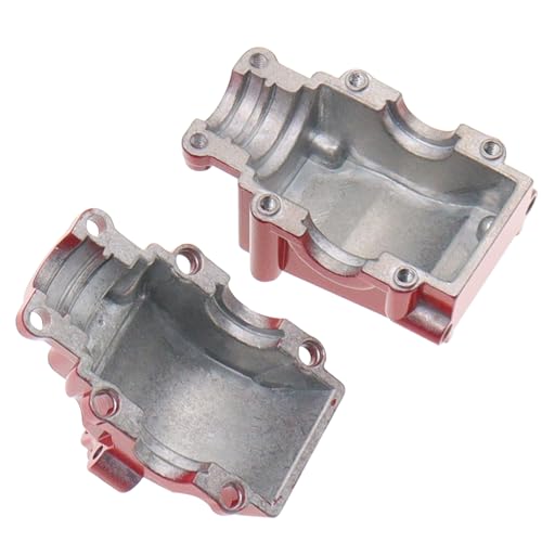 2PCS Metal Front and Rear Differential Gearboxes Housing Cover Compatible with WLtoys 1/14 144010 144001 144002 1/12 124016 124017 124018 124019 RC Car Upgrades Parts (Red) - color: Red