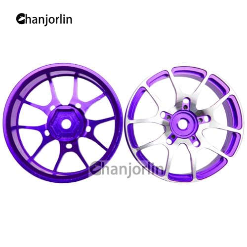 1/10 RC On Road Drift Wheels Rims Hex 12mm Metal Rally Racing Hubs for 1:10 Scale Touring Street Car Tires Tyres Tamiya TT01 TT02 HSP 2S 3S Brushless HPI KYOSHO XV02 XV01 4PCS (Purple) - color: Purple