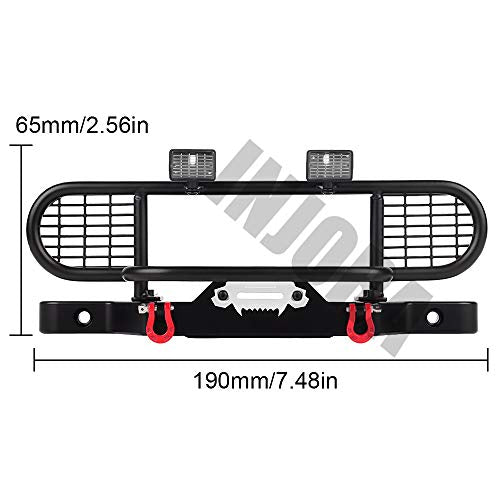INJORA Metal Front Bumper with Light for 1/10 RC Crawler Car TRX4 TRX-4 (F19)