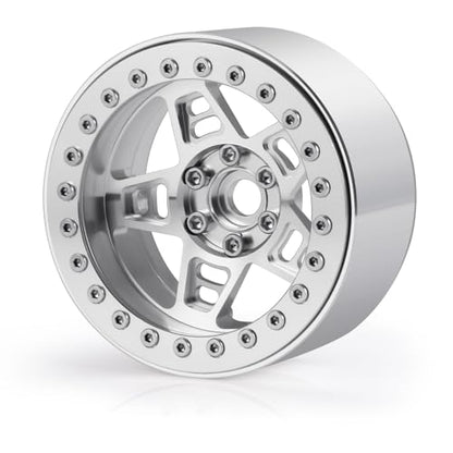 4Pcs Metal 2.2" Beadlock Wheel Rim Set 35mm, Silver | Upgrade Parts, For 1/10 Axial SCX10 90046 TRX4 D90, RC Crawler Car - color: Silver