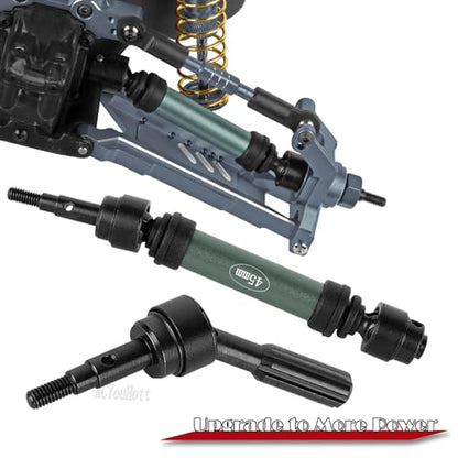 RC #45 Steel Front Rear Driveshaft/Drive Shaft Upgrades Part for 1/10 Slash,Rustler,Stampede,Jat0 4WD 4X4 VXL,F0rd F15O Rapt0r R 4WD,CVD Axles with Hex(#9051#9052) Titanium - color: Titanium-(Upgrades）