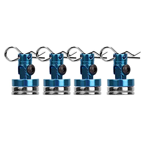 Magnetic Body Mount Kit, Invisible Magnetic Shell Post Mounting Set for SCX10 4W D HSP 1 10 RC Car, Aluminum Alloy Body Post with Slotting Design (Blue) - color: Blue