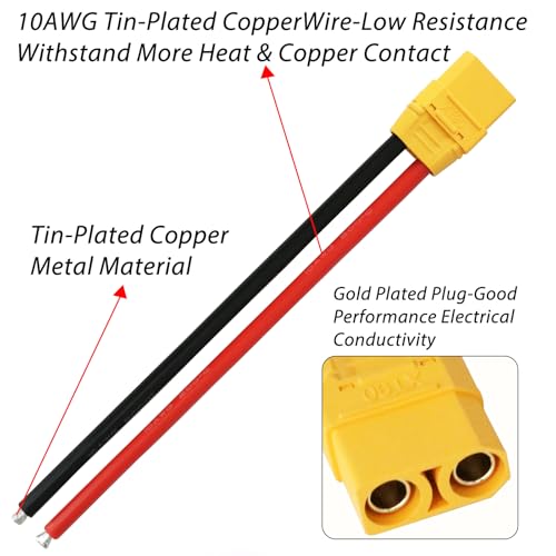 XT90 Connector Plug Cable - 5 Pairs Female and Male XT90H Extension Cables with 10AWG 150mm Silicon Wire Cables for RC Lipo Battery Connectors Drone Car Boat (XT90 Connector 10AWG 150mm) - style: XT90 Connector 10AWG 150mm